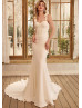 Chic Ivory Satin Wedding Dress With Detachable Tulle Train